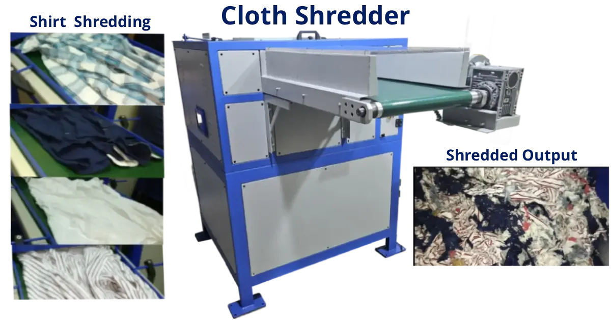Cloth shredder machine destroying garments and textile cutting waste — Raj Electricals, Mumbai