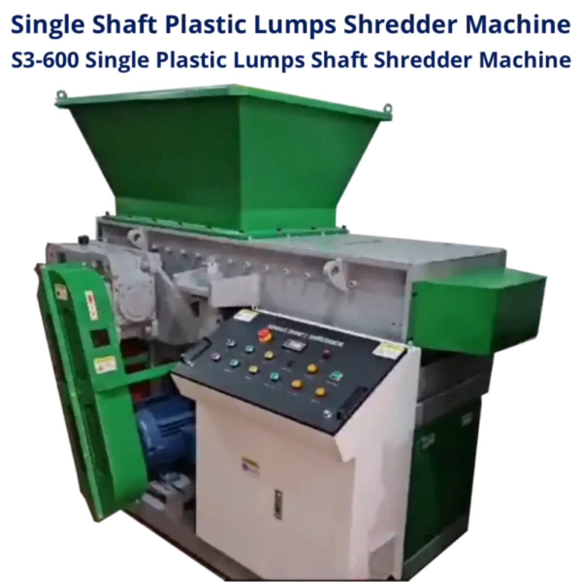 S3-600 single shaft shredder — 300-500 kg/hr for extruder purge lumps and bulky compound scrap