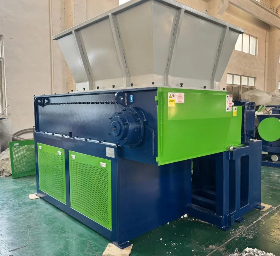 S3 series single shaft shredder with a large feed hopper, front three-quarter view